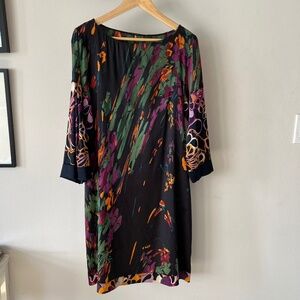 Elie Tahari Mixed Print Silk Shift Dress